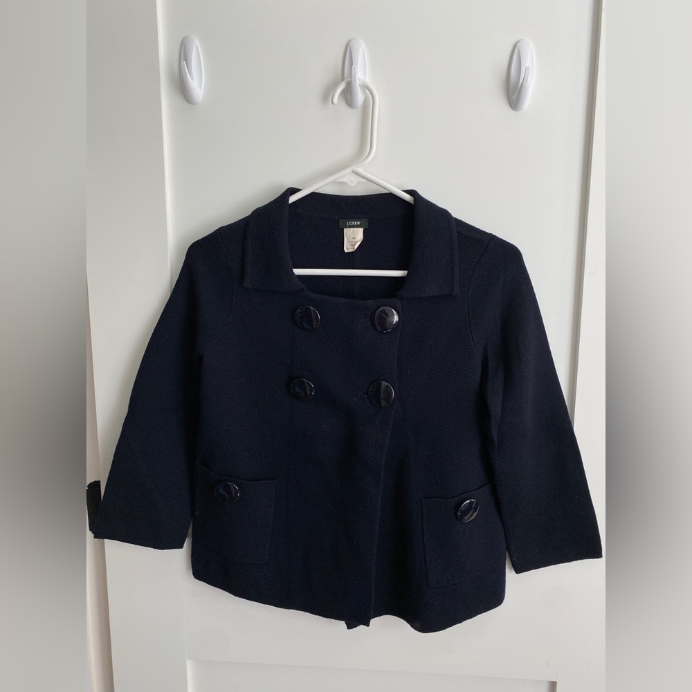 J. Crew Women’s Cropped Navy Coat in Size XS